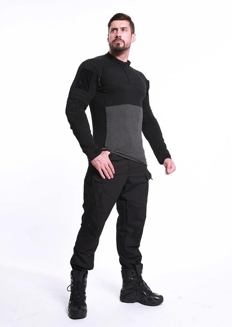 Black Outdoor Sports Suit Training Tactical Thermal Underwear for Men