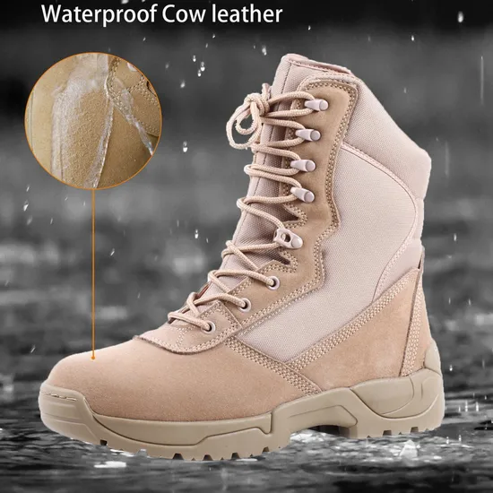 Suede Leather Ankle Waterproof Desert Tactical Men Boot for Winter 