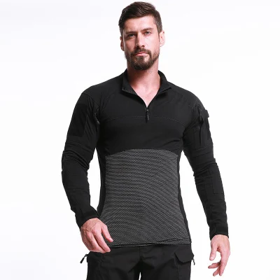 Black Outdoor Sports Suit Training Tactical Thermal Underwear for Men