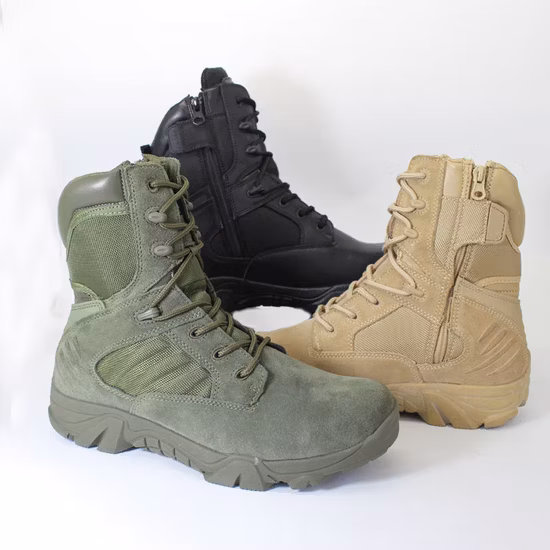 Full Leather Safety Combat Boot Lightweight Military Style Tactical Boots (black/brown)