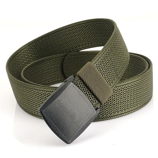 3.8cm Ykk POM Buckle Tactical Custom Men Web Outdoor Woven Fabric Canvas Nylon Belt with Plastic Buckle Laser Logo 